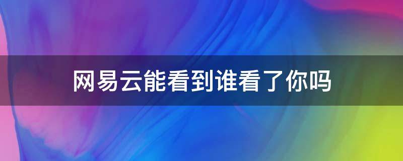 网易云能看到谁看了你吗（网易云能看到谁看过我吗）