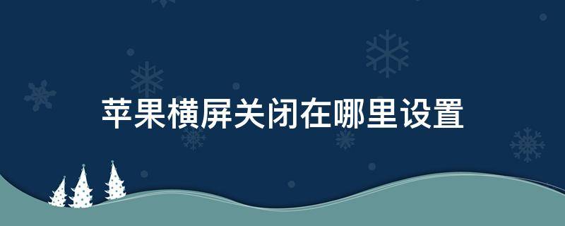 苹果横屏关闭在哪里设置（苹果手机关掉横屏设置在哪里）