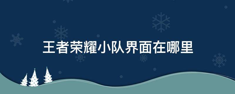 王者荣耀小队界面在哪里 王者荣耀车队界面在哪