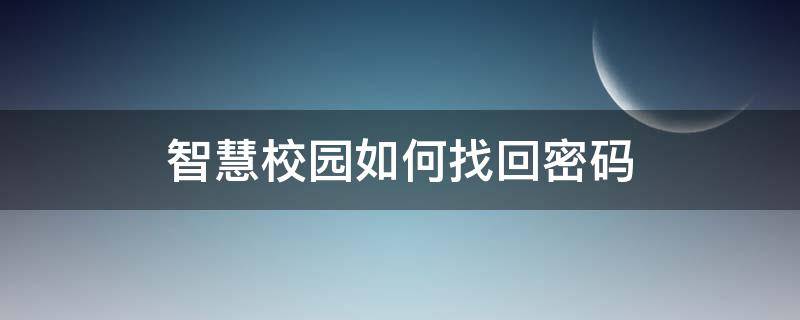 智慧校园如何找回密码（智慧校园忘了密码）