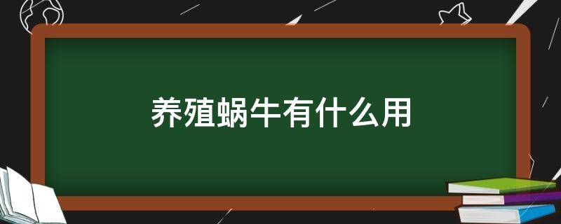 养殖蜗牛有什么用（养殖蜗牛能干啥）