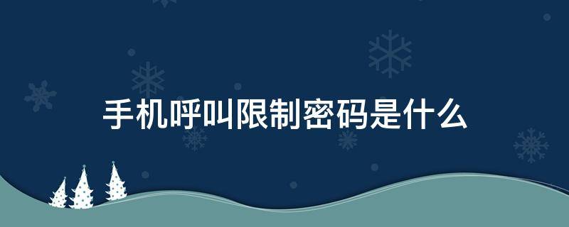 手机呼叫限制密码是什么 手机呼叫限制的密码是什么