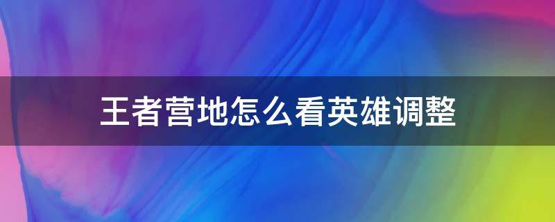 王者营地怎么看英雄调整（王者营地如何看英雄调整）