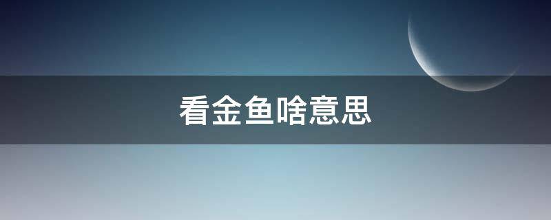 看金鱼啥意思 看金鱼是什么