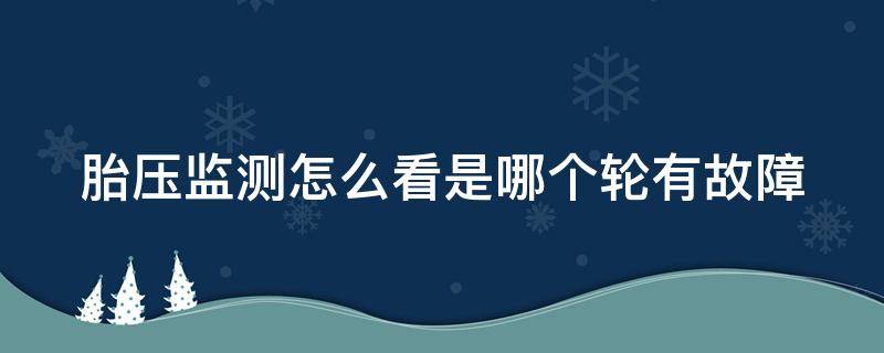 胎压监测怎么看是哪个轮有故障 胎压监测怎么看数值知道不正常了