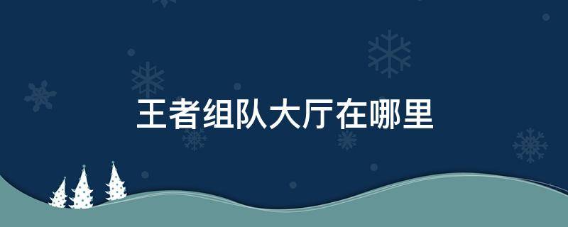 王者组队大厅在哪里（王者组队大厅在哪里看）