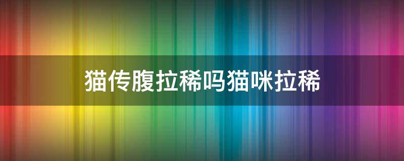 猫传腹拉稀吗猫咪拉稀（猫传腹拉稀是没控制住吗）