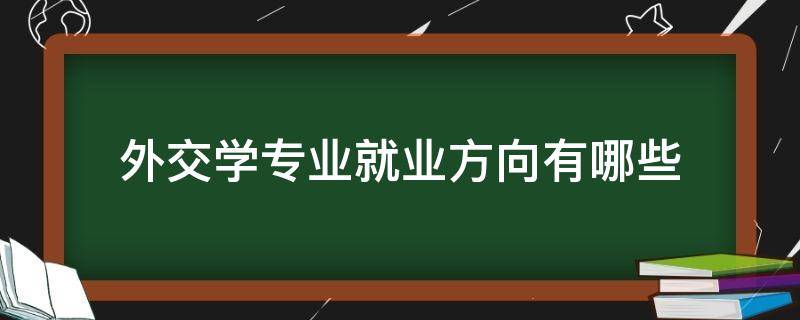 外交学专业就业方向有哪些（外交学专业就业方向及就业前景分析）