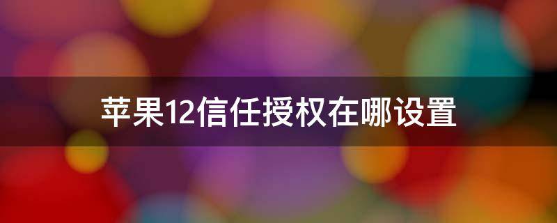 苹果12信任授权在哪设置 苹果12信任授权在哪设置14.8