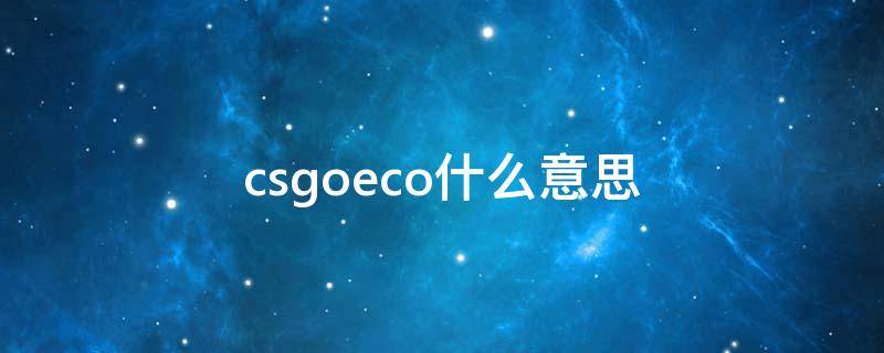 csgoeco什么意思 csgoeco是什么