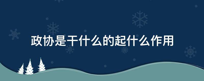 政协是干什么的起什么作用 政协是做什么的