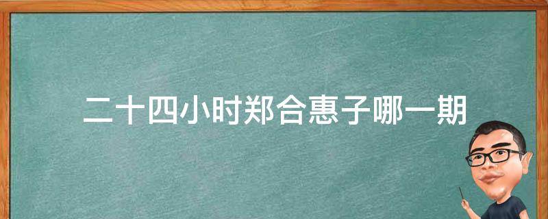 二十四小时郑合惠子哪一期 24小时第3季有郑合惠子的是哪一期
