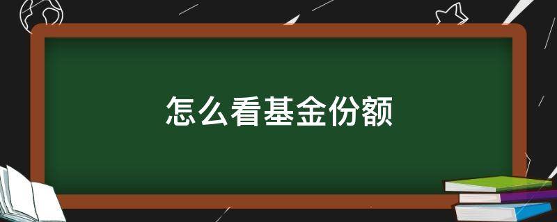 怎么看基金份额 怎么看基金份额净值