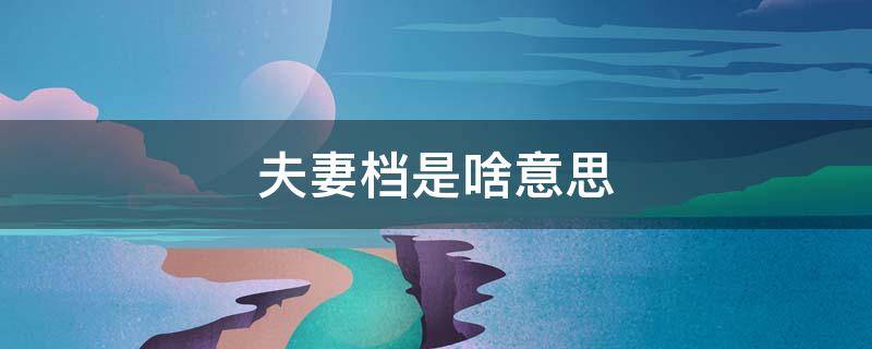 夫妻档是啥意思 夫妻档是什么意思