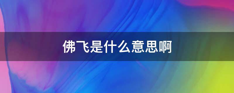 佛飞是什么意思啊 佛飞到底是什么意思