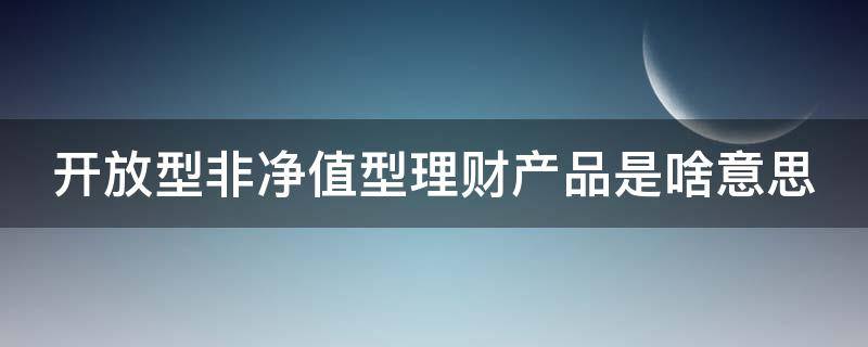 开放型非净值型理财产品是啥意思