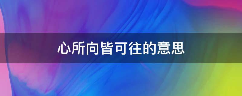 心所向皆可往的意思（心之所向皆可往是什么意思）