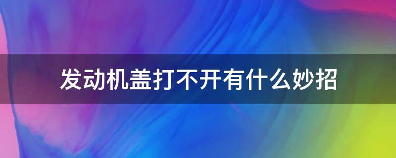发动机盖打不开有什么妙招（发动机盖打不开怎么回事）