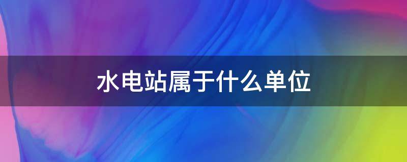 水电站属于什么单位 乡镇水电站是什么性质的单位