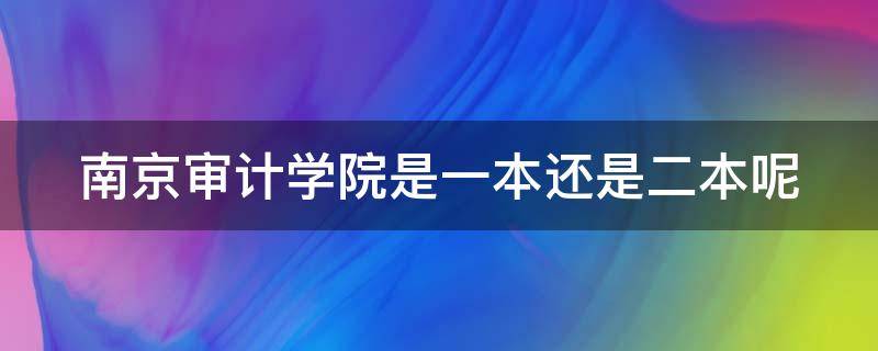 南京审计学院是一本还是二本呢（南京审计学院是一本还是二本呢）