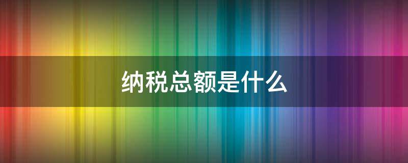 纳税总额是什么 工商年报公示中的纳税总额是什么