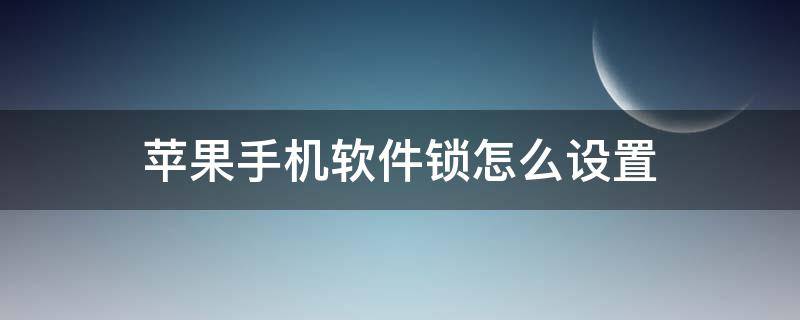 苹果手机软件锁怎么设置 苹果手机软件锁怎么设置0.1秒