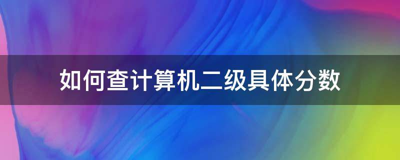 如何查计算机二级具体分数 计算机二级怎么查成绩