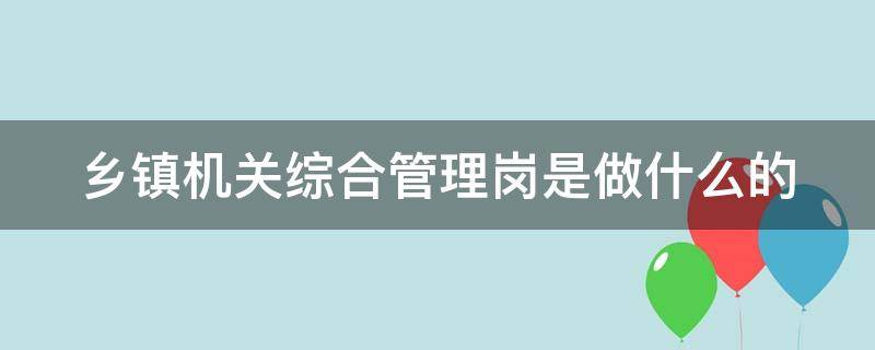 乡镇机关综合管理岗是做什么的