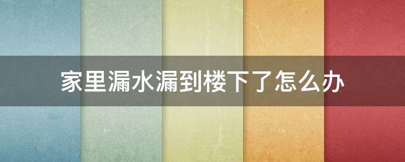 家里漏水漏到楼下了怎么办（家里漏水漏到楼下了怎么办物业协商无效）