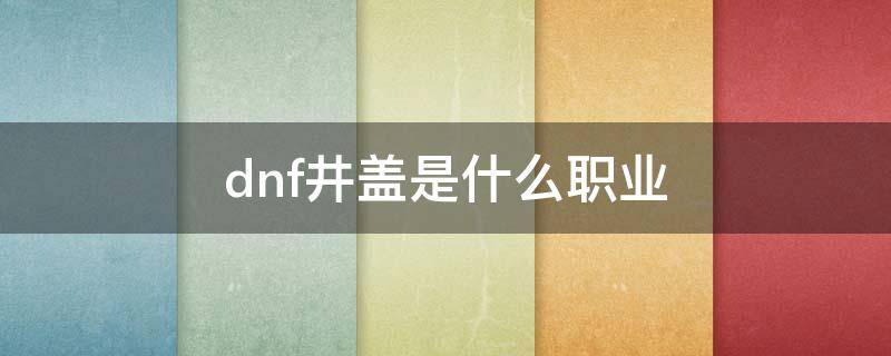 dnf井盖是什么职业（dnf井盖是哪个角色）