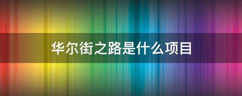 华尔街之路是什么项目（请问华尔街之路是什么项目）