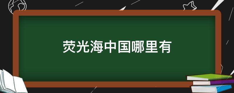 荧光海中国哪里有 国内哪里有荧光海滩