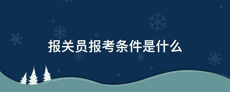 报关员报考条件是什么（考报关员需要什么条件）