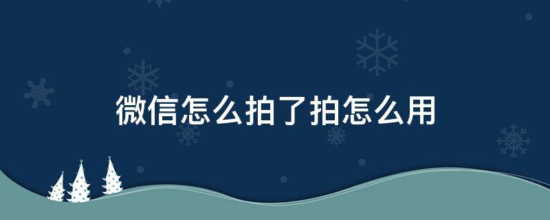 微信怎么拍了拍怎么用（怎么样用微信拍了拍）