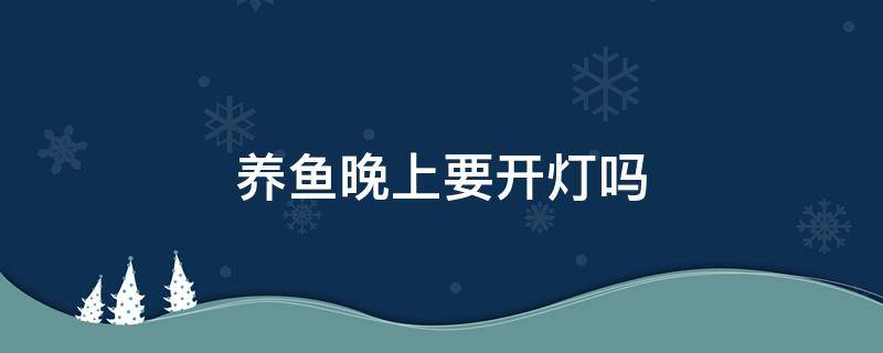 养鱼晚上要开灯吗（鱼缸养鱼晚上要开灯吗）