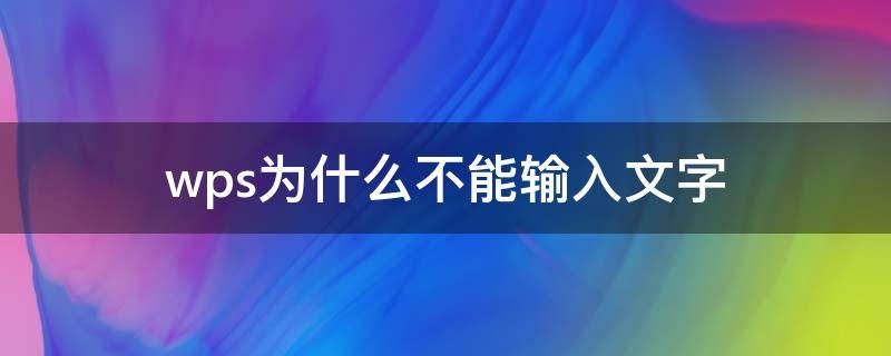 wps为什么不能输入文字 wps为什么不能输入文字和数字