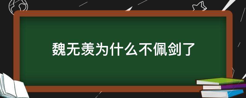 魏无羡为什么不佩剑了 魏无羡后来能用剑了吗