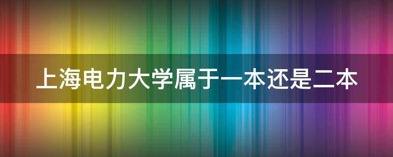 上海电力大学属于一本还是二本