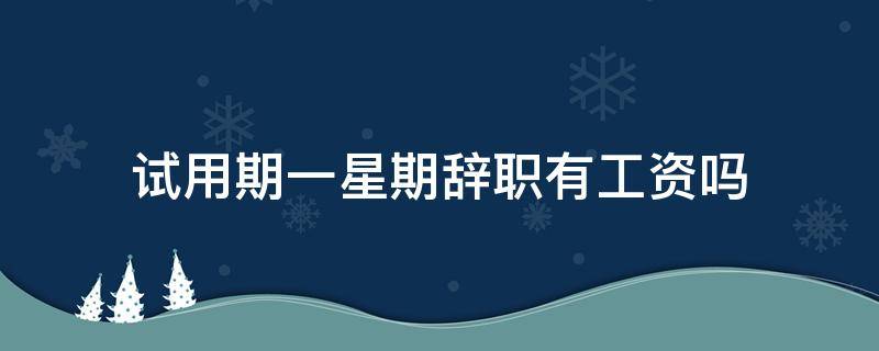 试用期一星期辞职有工资吗 试用期一个星期辞职有工资吗