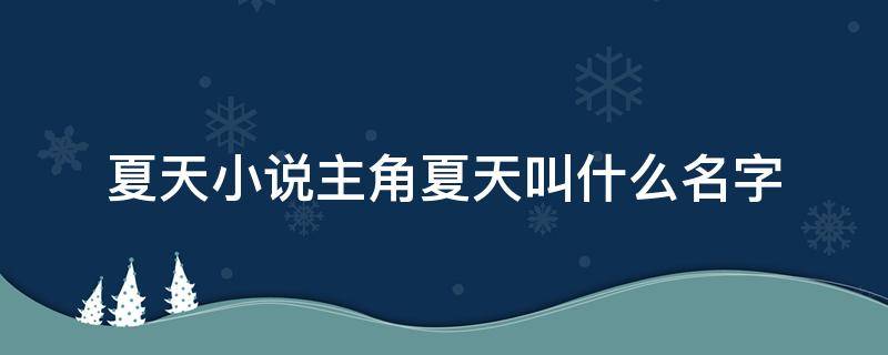 夏天小说主角夏天叫什么名字 主角夏天的小说叫什么名字