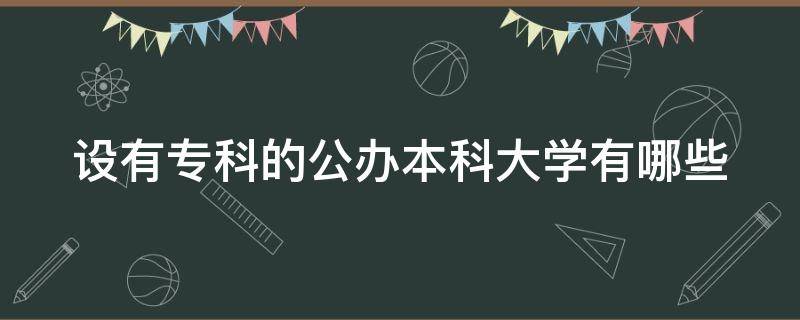 设有专科的公办本科大学有哪些（设有专科的公办本科大学有哪些专业）