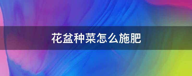 花盆种菜怎么施肥 花盆种花怎么施肥