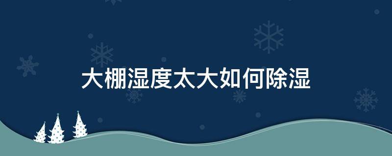 大棚湿度太大如何除湿 棚内湿度大怎样去除湿