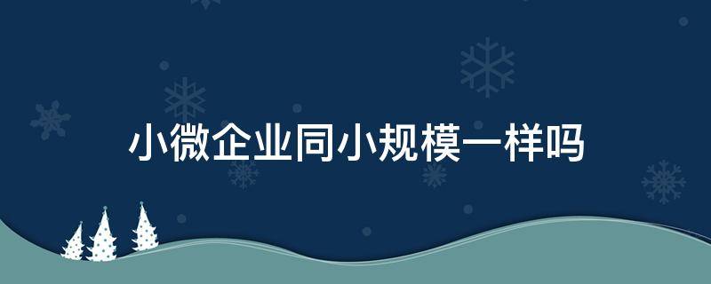 小微企业同小规模一样吗 小微企业跟小规模企业区别