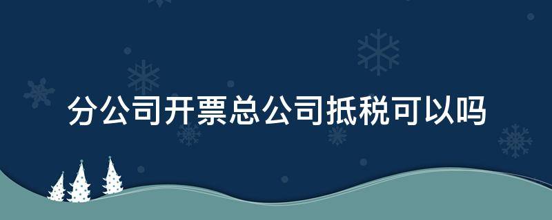 分公司开票总公司抵税可以吗 开公司发票抵税