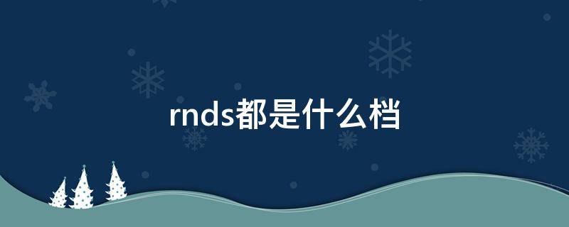 rnds都是什么档（rnds都是什么档位）