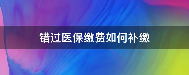 错过医保缴费如何补缴 错过医保缴费如何补缴2021