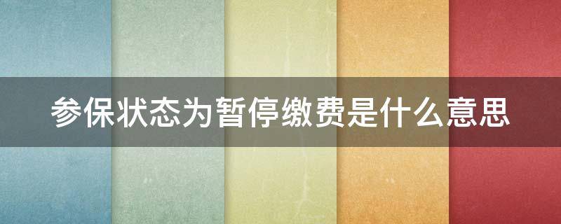 参保状态为暂停缴费是什么意思（参保状态为暂停缴费是什么意思和未到账）