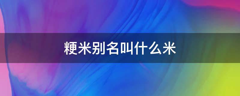 粳米别名叫什么米（粳米的别名叫什么?）