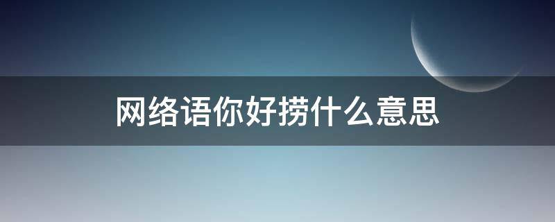 网络语你好捞什么意思（网络用语捞你是什么意思）